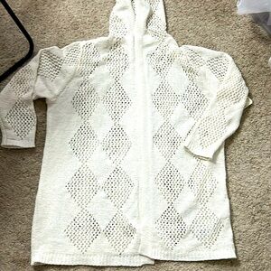 Nicole Miller crocheted long cardigan with hoodie size 2X